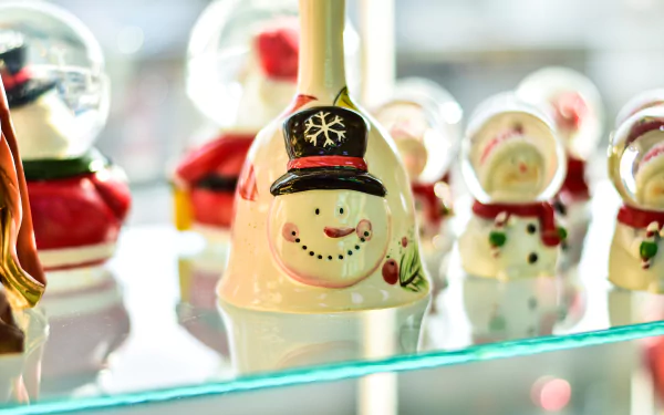 christmas ornaments figurine bell snowman holiday Christmas HD Desktop Wallpaper | Background Image