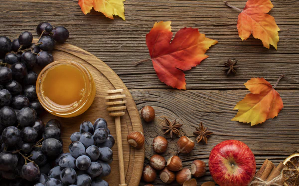 chestnut fruit apple grapes honey food still life HD Desktop Wallpaper | Background Image