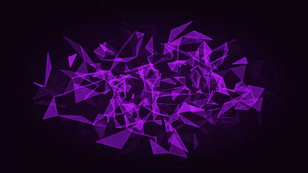 Abstract purple polygonal triangles form a dynamic, interconnected network against a dark background in this 4K Ultra HD desktop wallpaper.