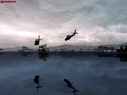 cloud sky helicopter ship town video game water Fear HD Desktop Wallpaper | Background Image