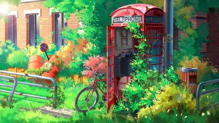 Anime telephone booth HD Desktop Wallpaper | Background Image