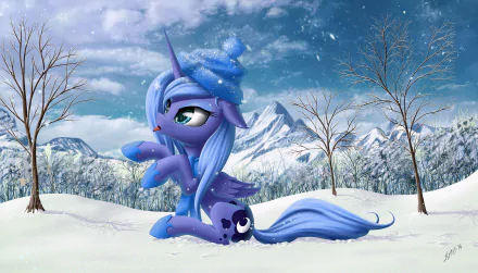 blue eyes hat pony snow Princess Luna TV Show My Little Pony: Friendship Is Magic HD Desktop Wallpaper | Background Image