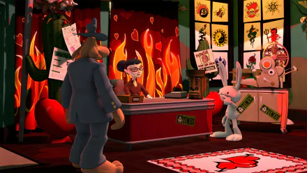 HD desktop wallpaper from Sam & Max Save the World featuring the characters in their office.