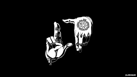 HD desktop wallpaper featuring a minimalist design of Alucard's gloved hands from the Hellsing anime, depicted on a stark black background.