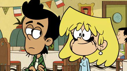 HD desktop wallpaper featuring characters from The Loud House in a cartoon-style home setting.