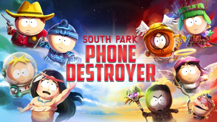 Butters Stotch Eric Cartman Kenny McCormick Kyle Broflovski Ike Broflovski Wendy Testaburger Tolkien Black Stan Marsh Randy Marsh video game South Park: Phone Destroyer HD Desktop Wallpaper | Background Image