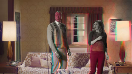 Vision (Marvel Comics) Paul Bettany Scarlet Witch Elizabeth Olsen TV Show WandaVision HD Desktop Wallpaper | Background Image