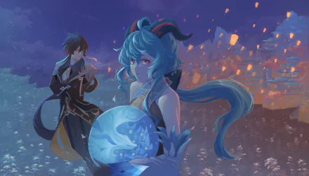 Ganyu (Genshin Impact) Zhongli (Genshin Impact) video game Genshin Impact HD Desktop Wallpaper | Background Image