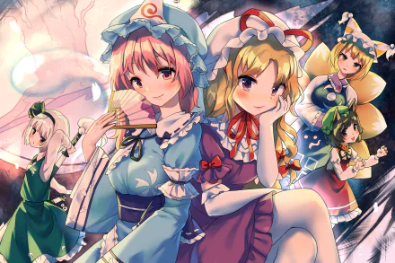 Chen (Touhou) Ran Yakumo Myon (Touhou) Youmu Konpaku Yuyuko Saigyouji Anime Touhou HD Desktop Wallpaper | Background Image