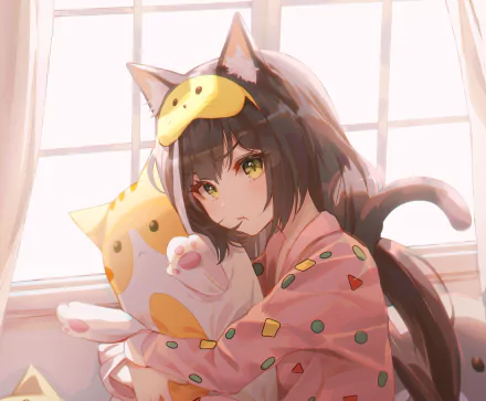 Karyl Momochi from Princess Connect! Re:Dive in soft anime style, holding a cat plush, rendered in 4K Ultra HD for PC desktop wallpaper and background.