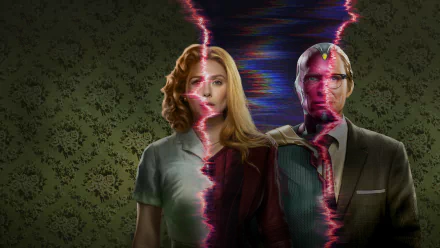 Scarlet Witch Vision (Marvel Comics) Paul Bettany Elizabeth Olsen TV Show WandaVision HD Desktop Wallpaper | Background Image