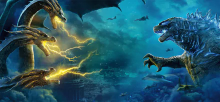 Godzilla (Monsterverse) King Ghidorah Godzilla monster movie Godzilla: King of the Monsters HD Desktop Wallpaper | Background Image