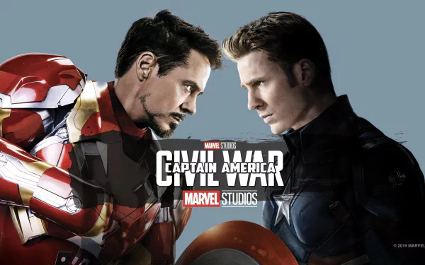 Tony Stark (Iron Man) and Steve Rogers (Captain America) face off in Marvel Studios' Captain America: Civil War — 4K Ultra HD PC desktop wallpaper.