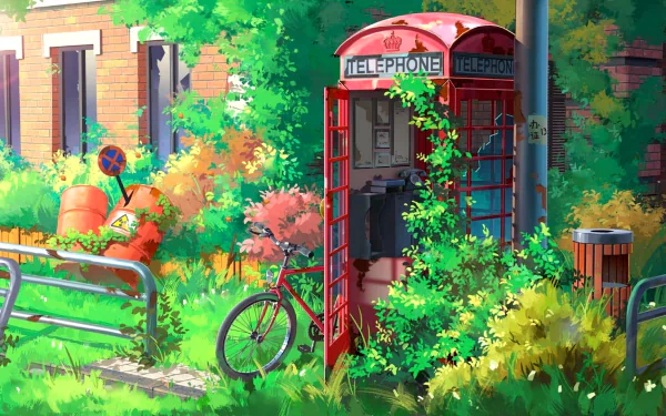 Anime telephone booth HD Desktop Wallpaper | Background Image