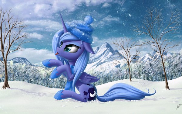 TV Show My Little Pony: Friendship is Magic My Little Pony Princess Luna Snow Pony Hat Blue Eyes HD Wallpaper | Background Image