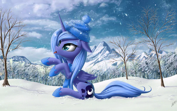 blue eyes hat pony snow Princess Luna TV Show My Little Pony: Friendship Is Magic HD Desktop Wallpaper | Background Image