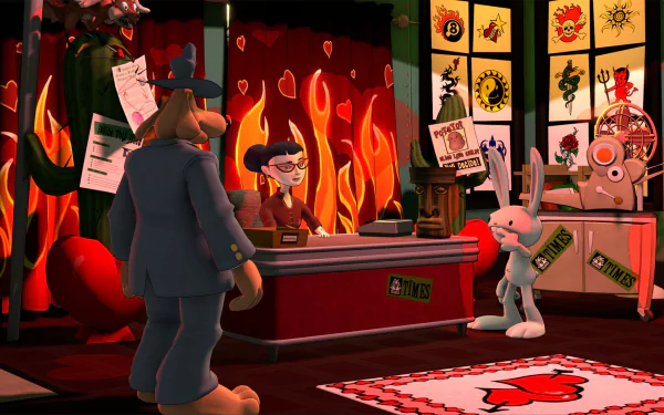 HD desktop wallpaper from Sam & Max Save the World featuring the characters in their office.
