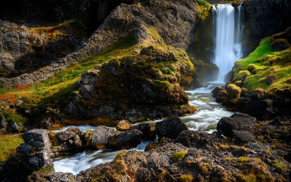 Earth Dynjandi Waterfalls Nature Iceland Cliff HD Wallpaper | Background Image