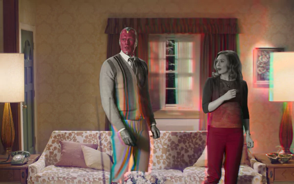 Vision (Marvel Comics) Paul Bettany Scarlet Witch Elizabeth Olsen TV Show WandaVision HD Desktop Wallpaper | Background Image