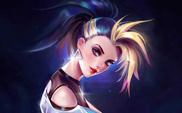 4K Ultra HD PC desktop wallpaper featuring Akali from League of Legends in her K/DA outfit, showcasing vibrant colors and dynamic lighting effects.