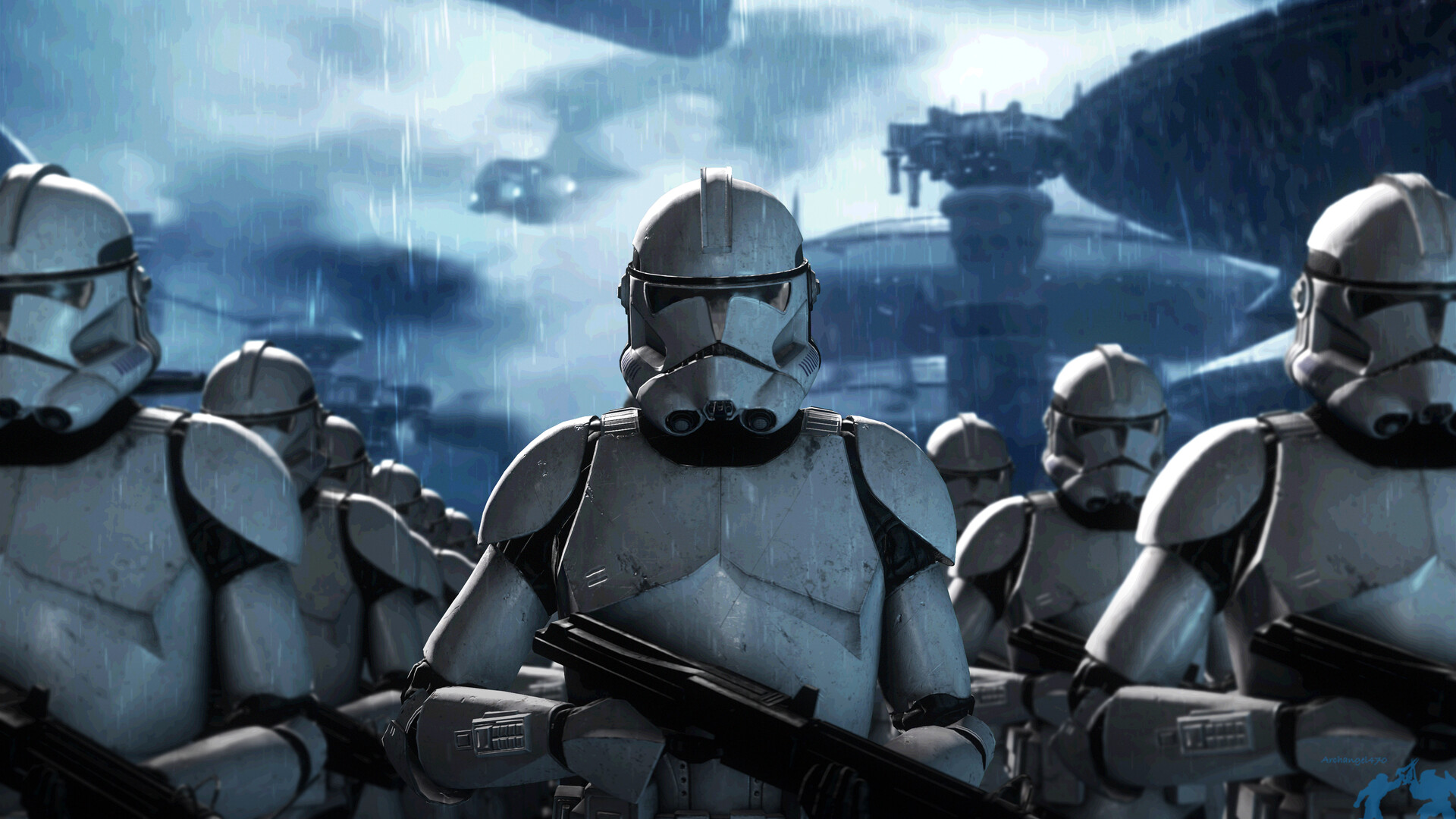 Download Brave Clone Trooper leads the charge in a daring raid Wallpaper   Wallpaperscom