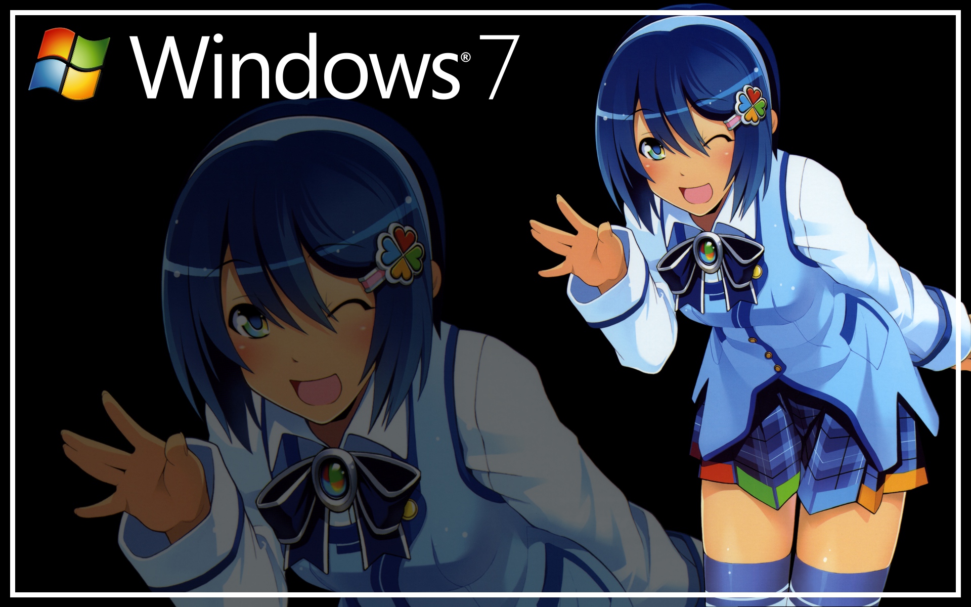 Nanami Madobe, the anime character representing Windows 7, as a desktop wallpaper
