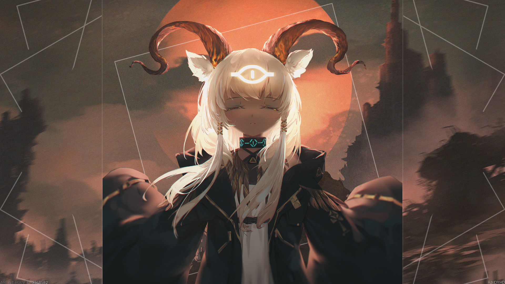 Demon Anime Girl 4K Ultra HD Wallpaper – Dark Fantasy Elegance, image size:1920x1080