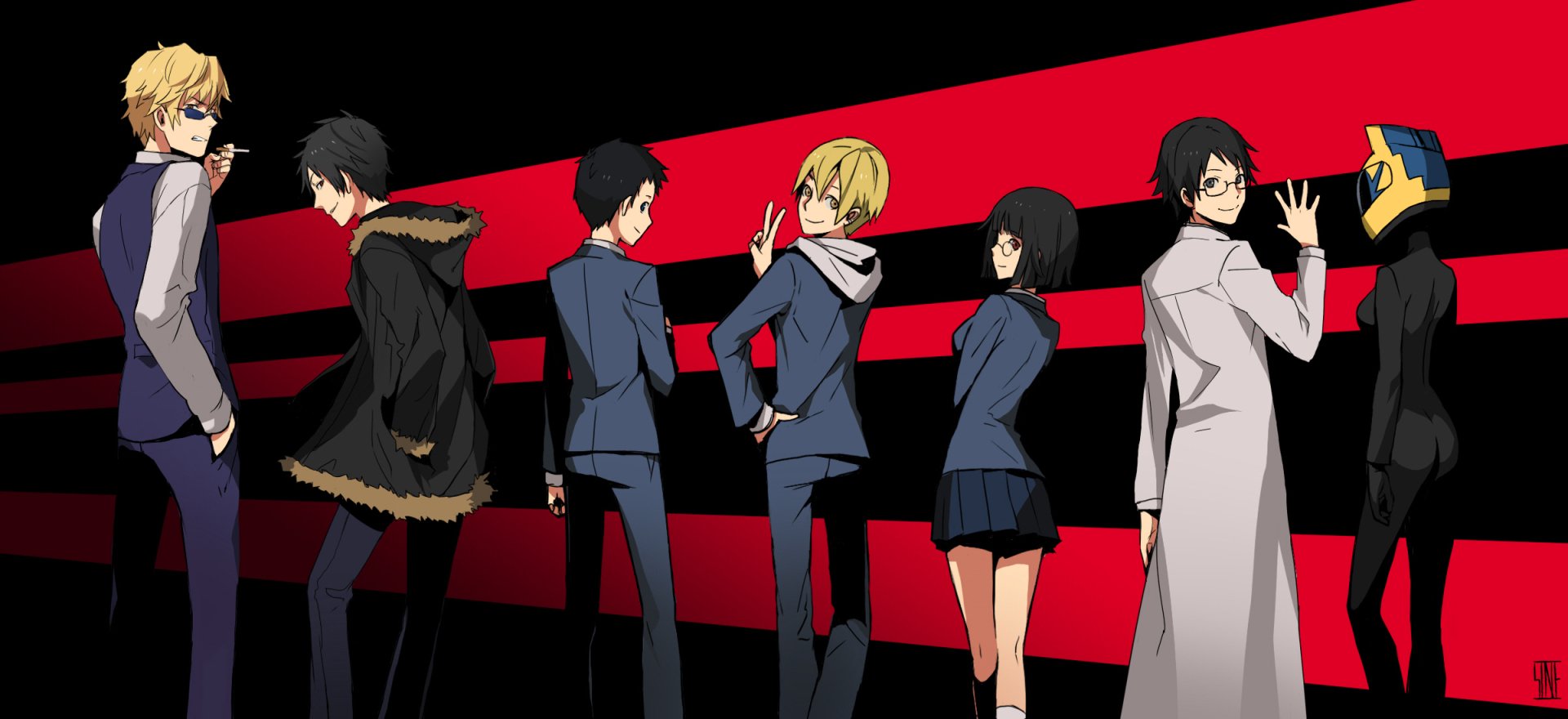 Download Shinra Kishitani Mikado Ryūgamine Masaomi Kida Celty Sturluson Anri Sonohara Shizuo Heiwajima Izaya Orihara Anime Durarara!! HD Wallpaper