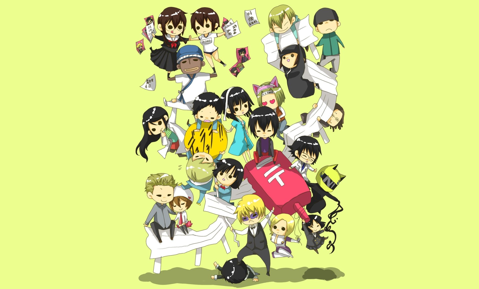 Download Shinra Kishitani Mikado Ryūgamine Masaomi Kida Celty Sturluson Anri Sonohara Shizuo Heiwajima Izaya Orihara Anime Durarara!! HD Wallpaper