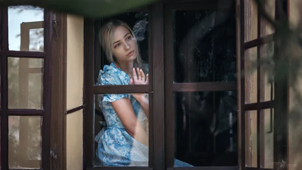 blonde window dress woman model HD Desktop Wallpaper | Background Image