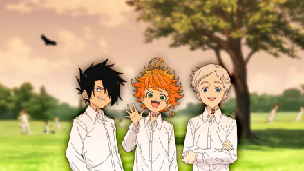 Yakusoku no Neverland Norman (The Promised Neverland) Ray (The Promised Neverland) Emma (The Promised Neverland) Anime The Promised Neverland HD Desktop Wallpaper | Background Image