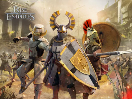 HD wallpaper for Rise of Empires: Ice and Fire featuring armored soldiers ready for battle.