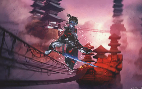 Yato from Noragami depicted in a dynamic anime scene with traditional pagodas, featured as a 4K Ultra HD PC Desktop Wallpaper in a picture-in-picture style.