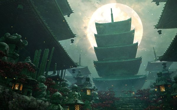 Fantasy Oriental Pagoda HD Wallpaper | Background Image