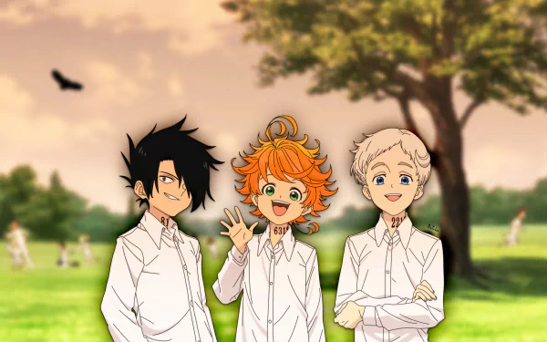Yakusoku no Neverland Norman (The Promised Neverland) Ray (The Promised Neverland) Emma (The Promised Neverland) Anime The Promised Neverland HD Desktop Wallpaper | Background Image