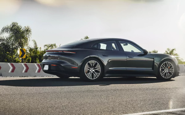 black car car Porsche Porsche Taycan vehicle Porsche Taycan 4S HD Desktop Wallpaper | Background Image