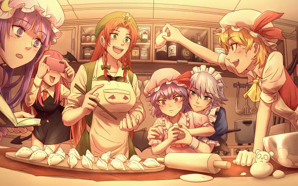 Remilia Scarlet Sakuya Izayoi Flandre Scarlet Koakuma (Touhou) Patchouli Knowledge Hong Meiling Anime Touhou HD Desktop Wallpaper | Background Image