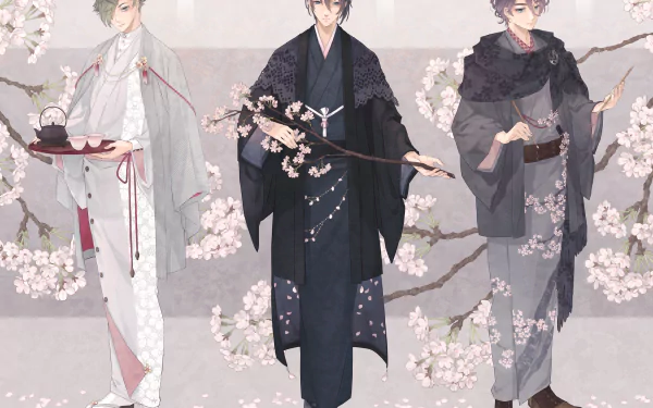 Uguisumaru (Touken Ranbu) Mikazuki Munechika Kasen Kanesada Anime Touken Ranbu HD Desktop Wallpaper | Background Image