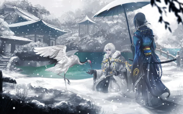 Tsurumaru Kuninaga Mikazuki Munechika Anime Touken Ranbu HD Desktop Wallpaper | Background Image