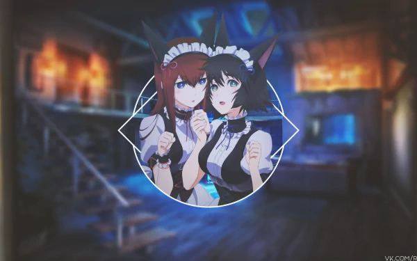 picture-in-picture animal ears maid Kurisu Makise Mayuri Shiina Anime Steins;Gate HD Desktop Wallpaper | Background Image