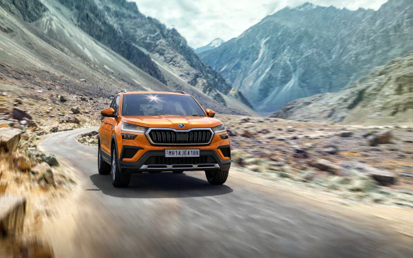 SUV orange car car Skoda vehicle Skoda Kushaq HD Desktop Wallpaper | Background Image