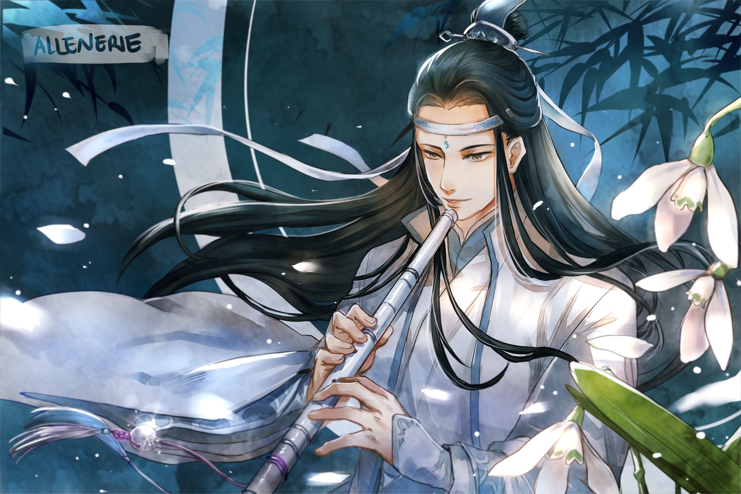 Wei wuxian, flute, mo dao zu shi, chinese clothes, Anime, HD wallpaper