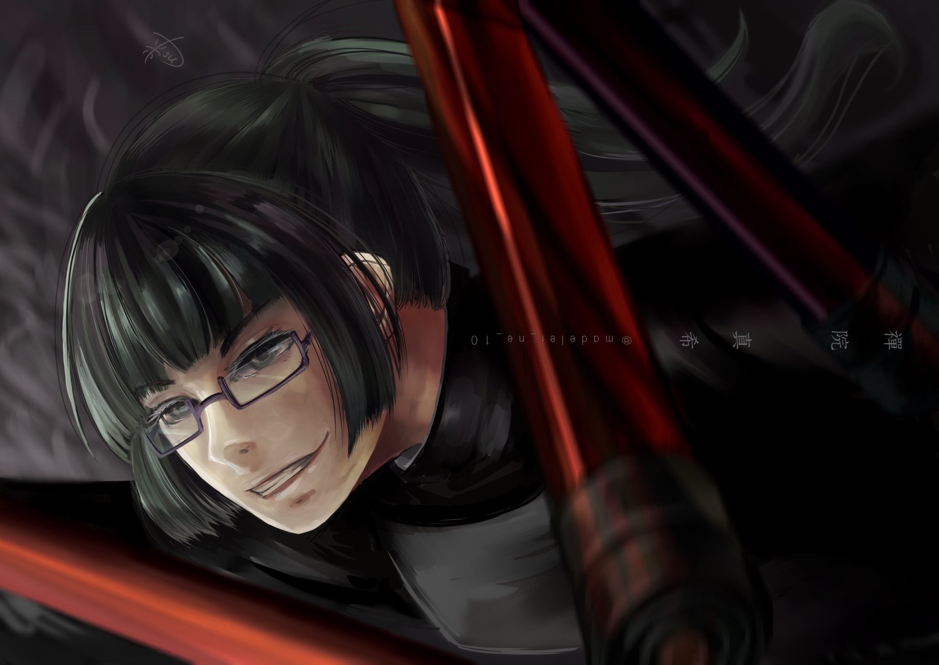 Download Ponytail Glasses Green Hair Maki Zenin Anime Jujutsu Kaisen HD Wallpaper by 来su