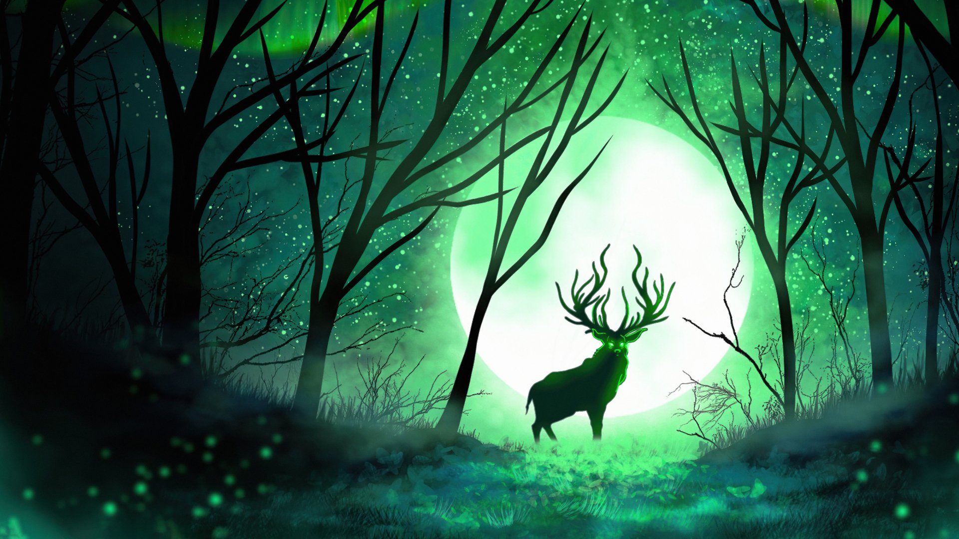 Lunar Fae Stag — 5K Ultra HD Fantasy Wallpaper by Grim-lumina ...