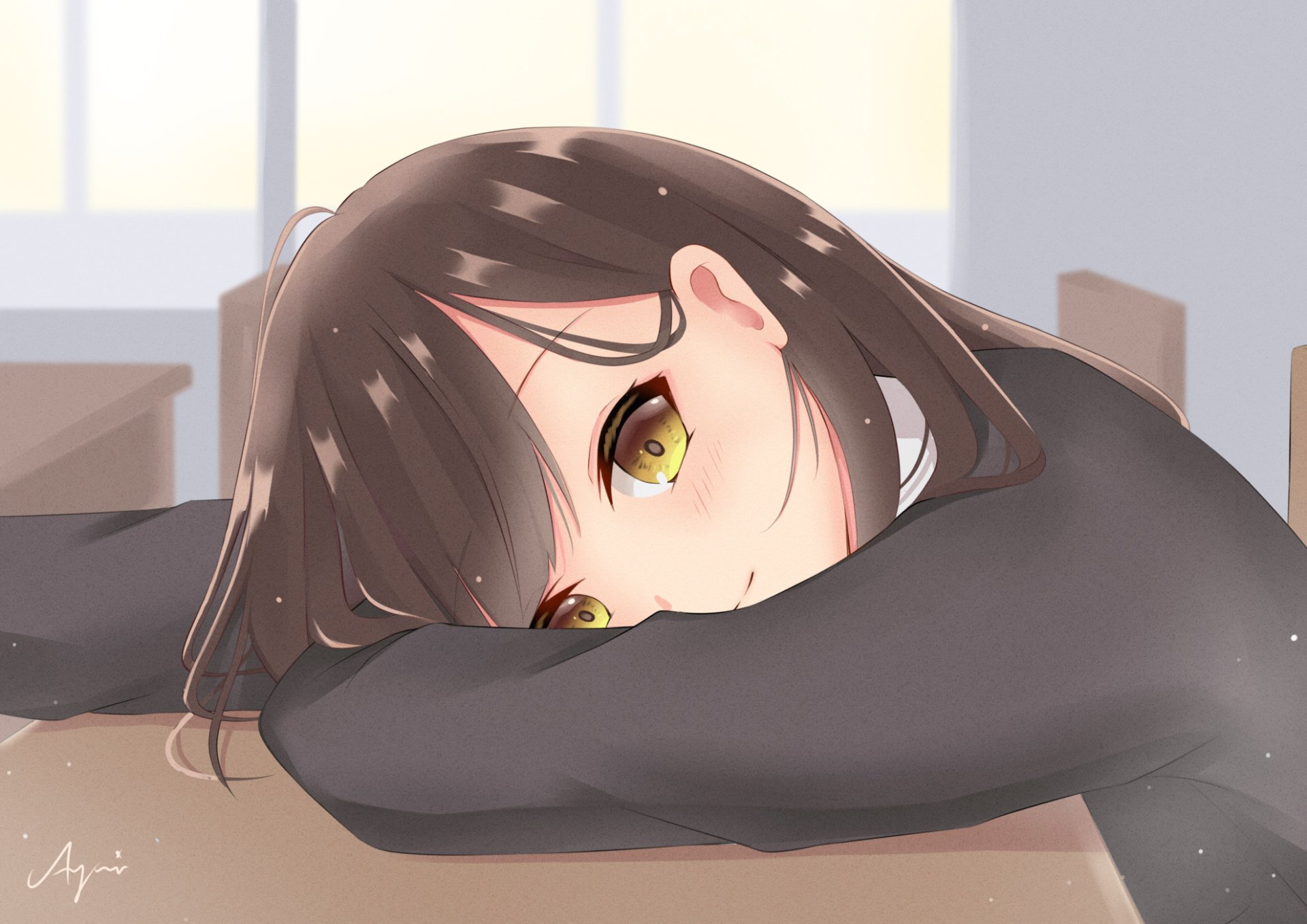 Download Brown Hair Sayu Ogiwara Higehiro Anime HD Wallpaper by Reina