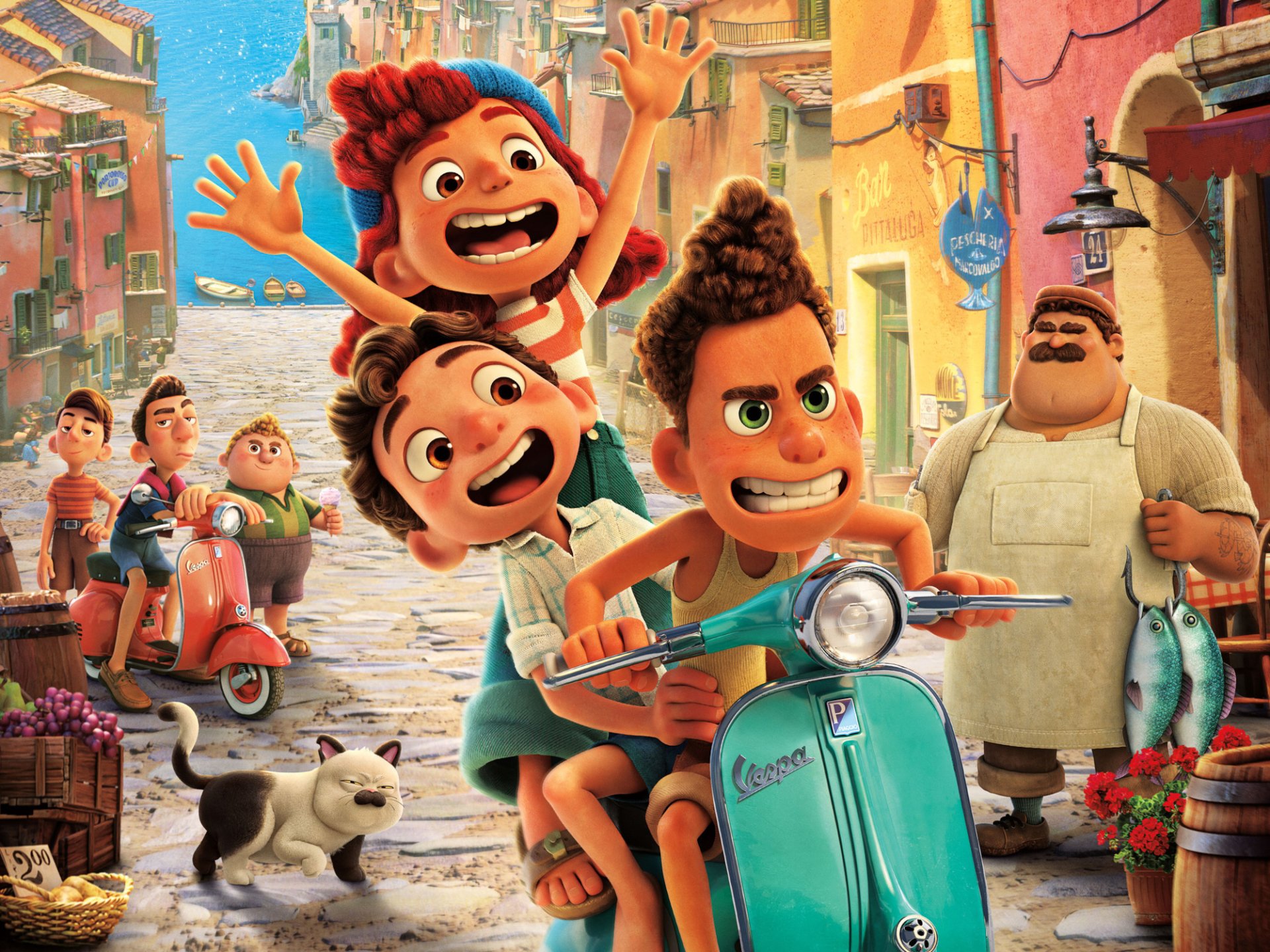 Download Massimo Marcovaldo Cat Luca Paguro Giulia Marcovaldo Alberto Scorfano Movie Luca HD Wallpaper