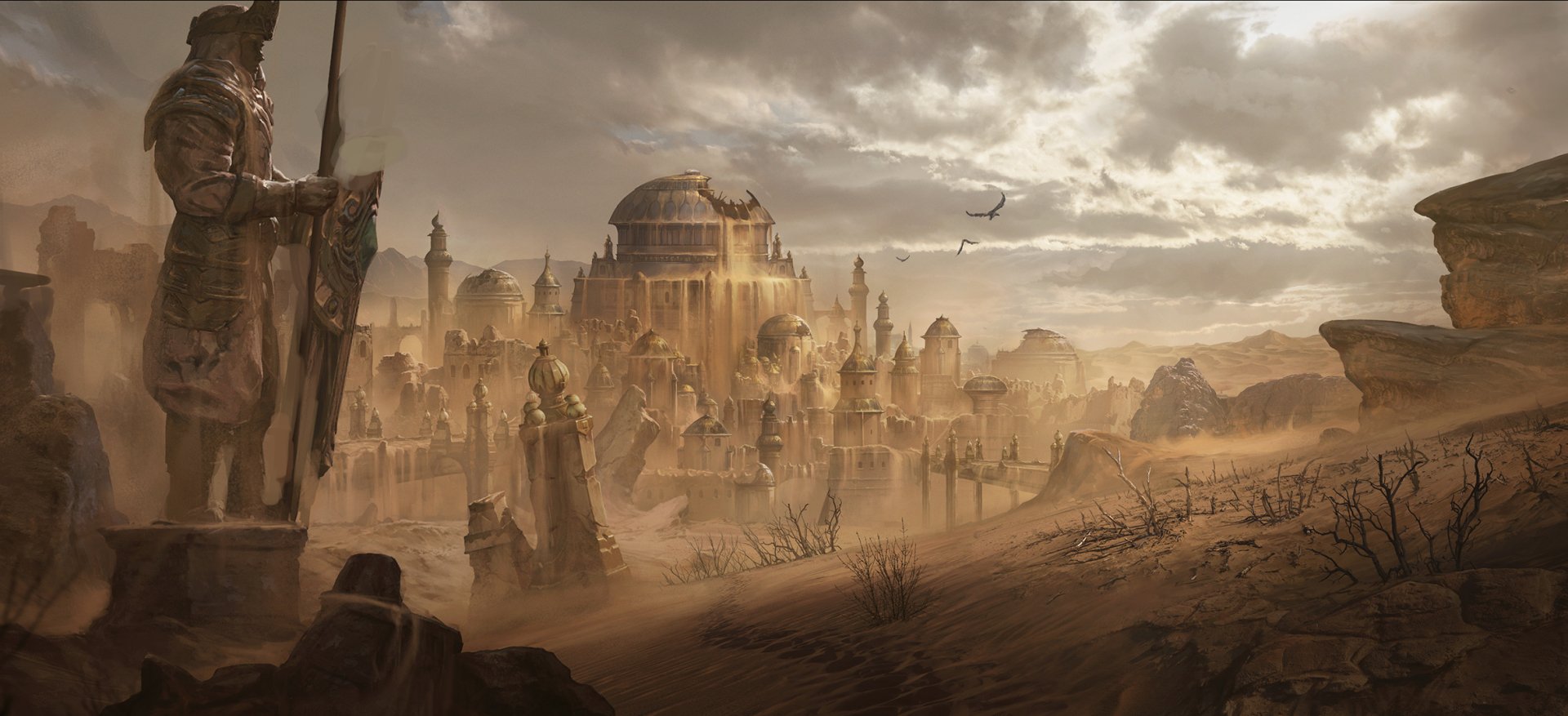 Download Desert Town Statue Video Game Diablo Immortal HD Wallpaper