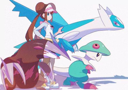brown hair Rosa (Pokemon) Latios (Pokémon) Excadrill (Pokémon) Breloom (Pokémon) Anime Pokemon HD Desktop Wallpaper | Background Image