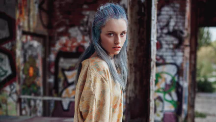 blue hair woman model HD Desktop Wallpaper | Background Image