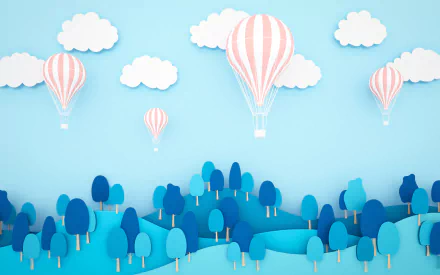 sky hot air balloon artistic landscape HD Desktop Wallpaper | Background Image
